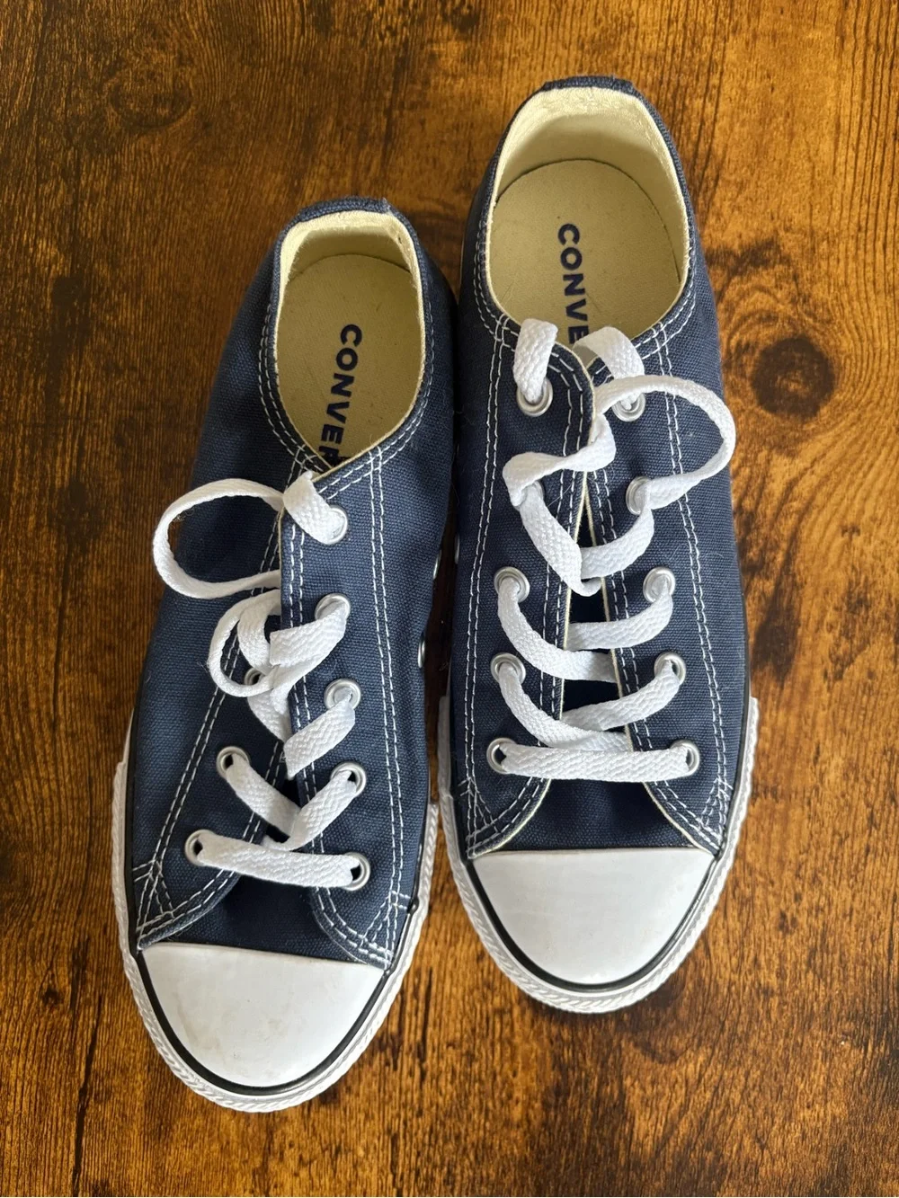 Converse Kids Low Top Canvas Sneakers in Navy and White